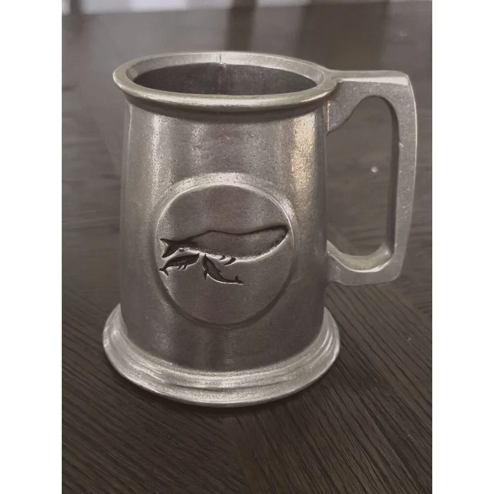 Vintage Pewter Whale‎ Tankard Mug With Handle